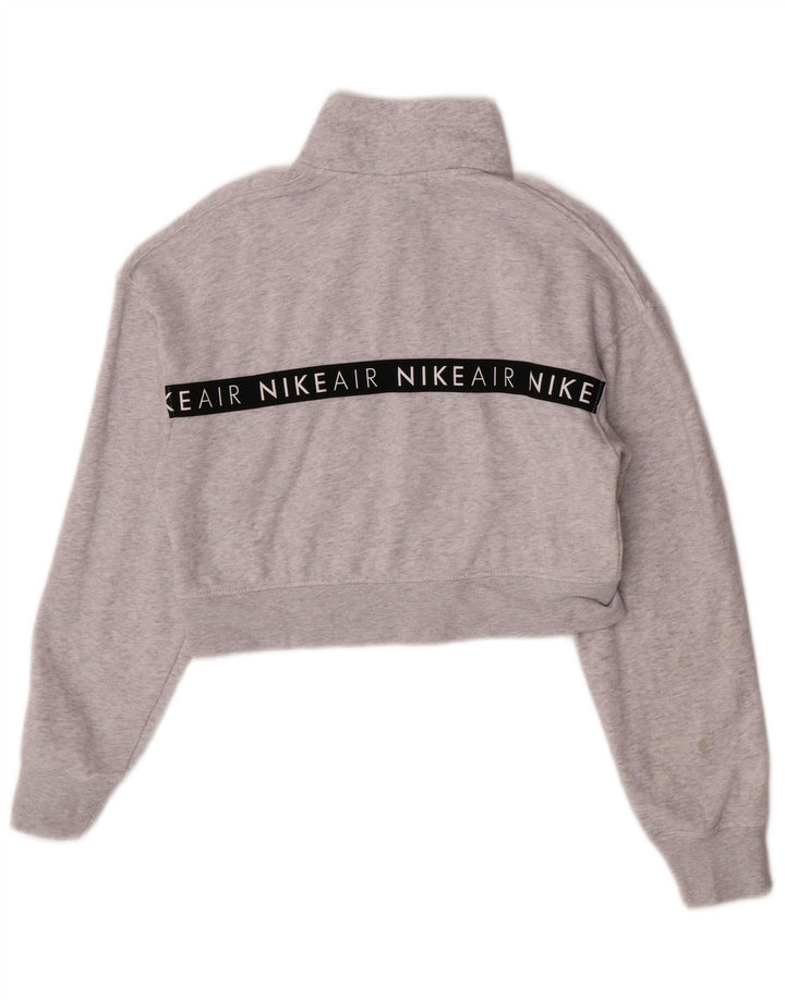 Nike Womens Crop Graphic Sweatshirt Pullover UK 10 Small Grau meliert