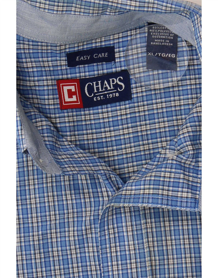 Chaps Herren-Kurzarmhemd XL, blau kariert, Baumwolle