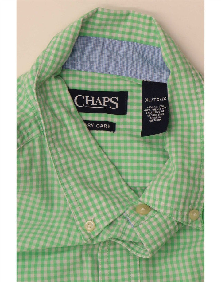 Chaps Herren-Hemd, pflegeleicht, XL, grün, Gingham-Baumwolle