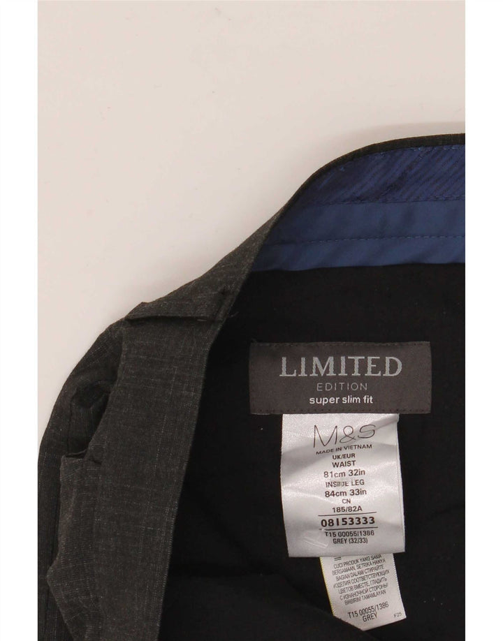 Marks & Spencer Herren-Anzughose mit super schmaler Passform, W32 L33, grau kariert