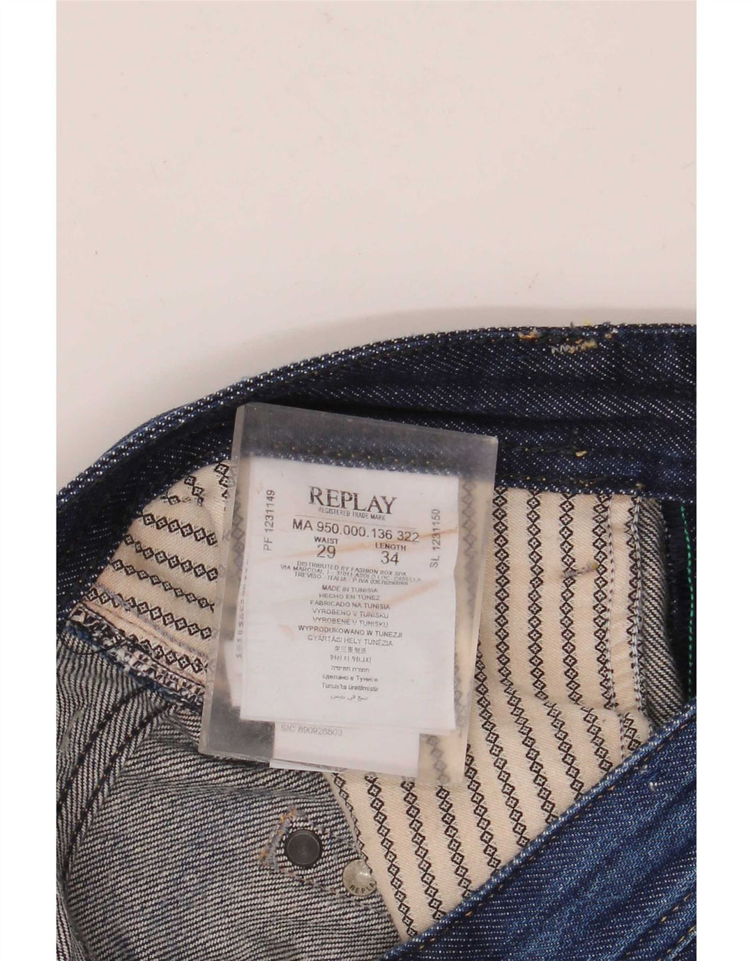 Replay Herren Rob Straight Jeans W29 L30 Blaue Baumwolle