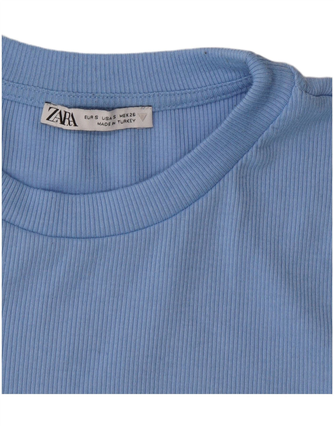 Zara Damen Crop T-Shirt Top UK 10 Small Blau