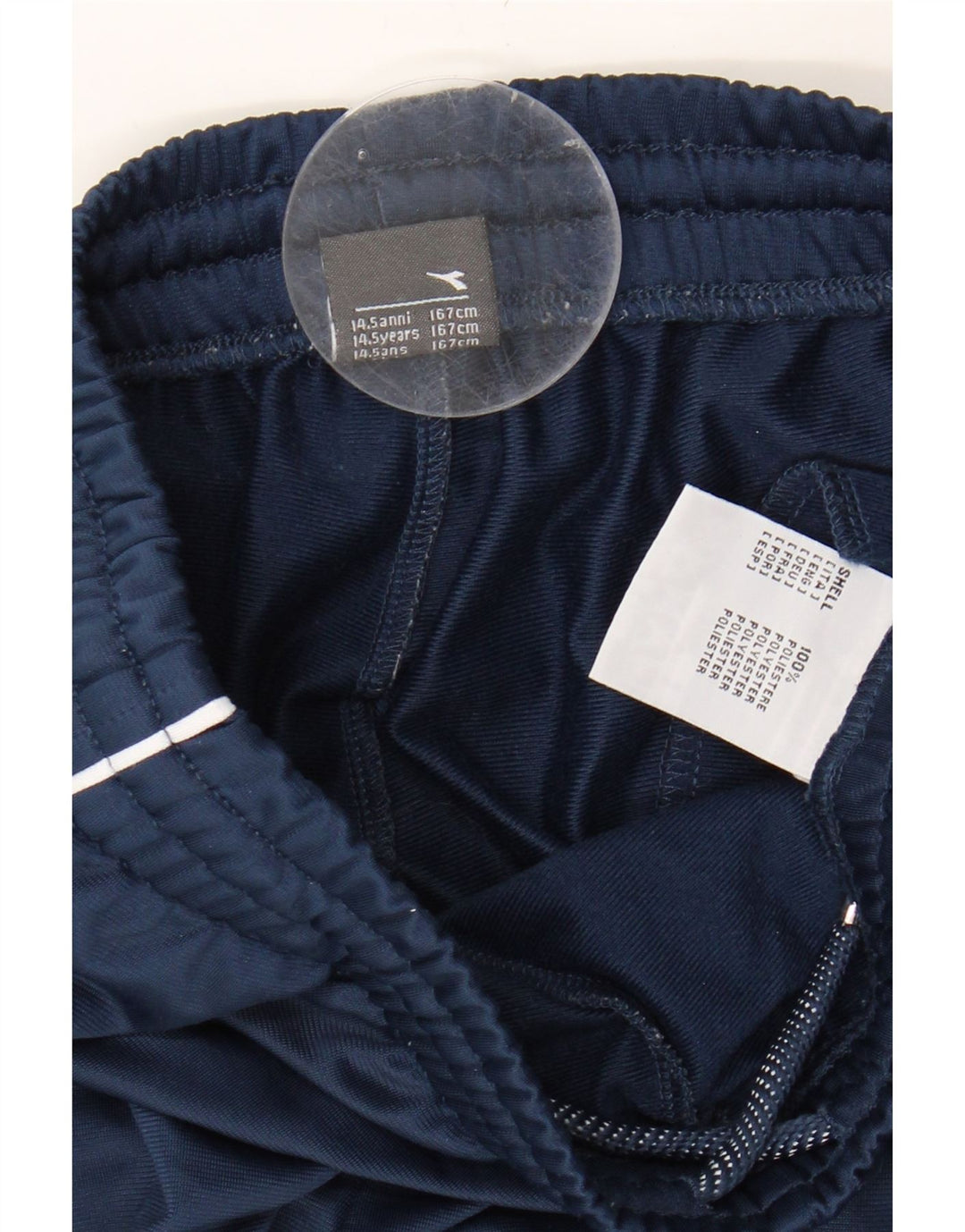 DIADORA Boys Tracksuit Trousers 13-14 Years Navy Blue Polyester Vintage Diadora and Second-Hand Diadora from Messina Hembry 