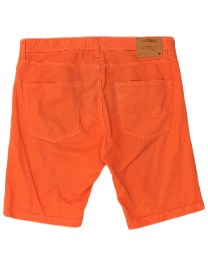 JACK & JONES Mens Denim Shorts Large W36 Orange Cotton