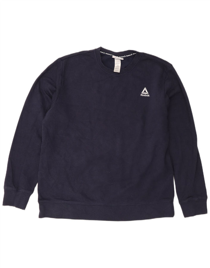 Reebok Herren Sweatshirt Pullover Large Marineblau Baumwolle