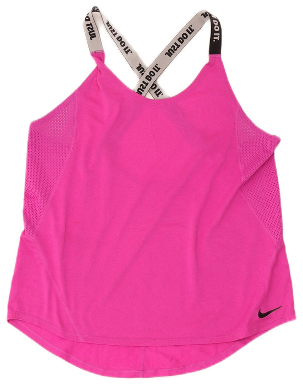 Nike Damen Dri Fit Crop Graphic Vest Top UK 14 Large Pink