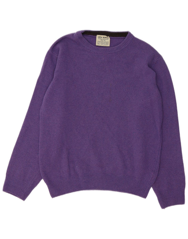 Luca Nobili Herren-Pullover mit U-Boot-Ausschnitt, mittelviolette Wolle