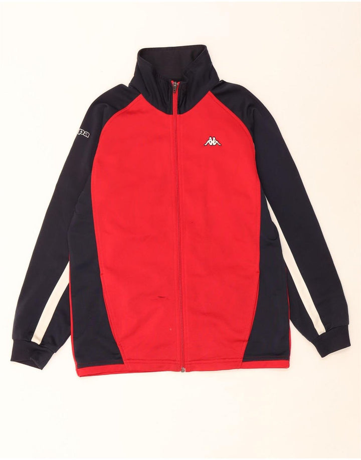 KAPPA Boys Tracksuit Top Jacket 11-12 Years XL Red Colourblock Polyester