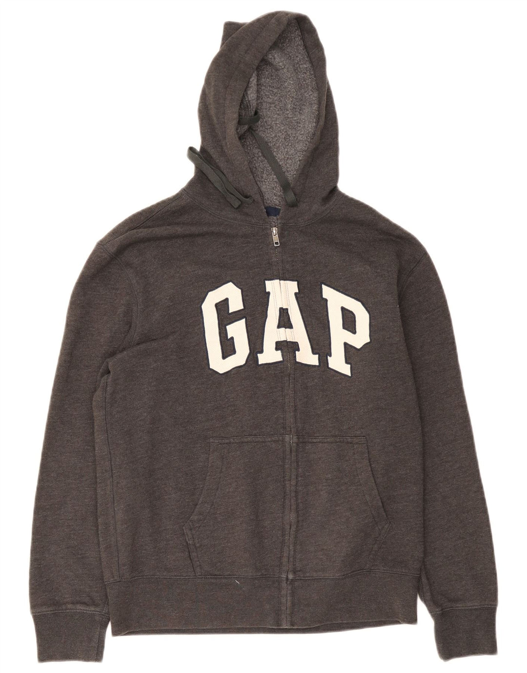 Gap Herren-Kapuzenpullover mit grafischem Reißverschluss, mittelgrau gefleckte Baumwolle