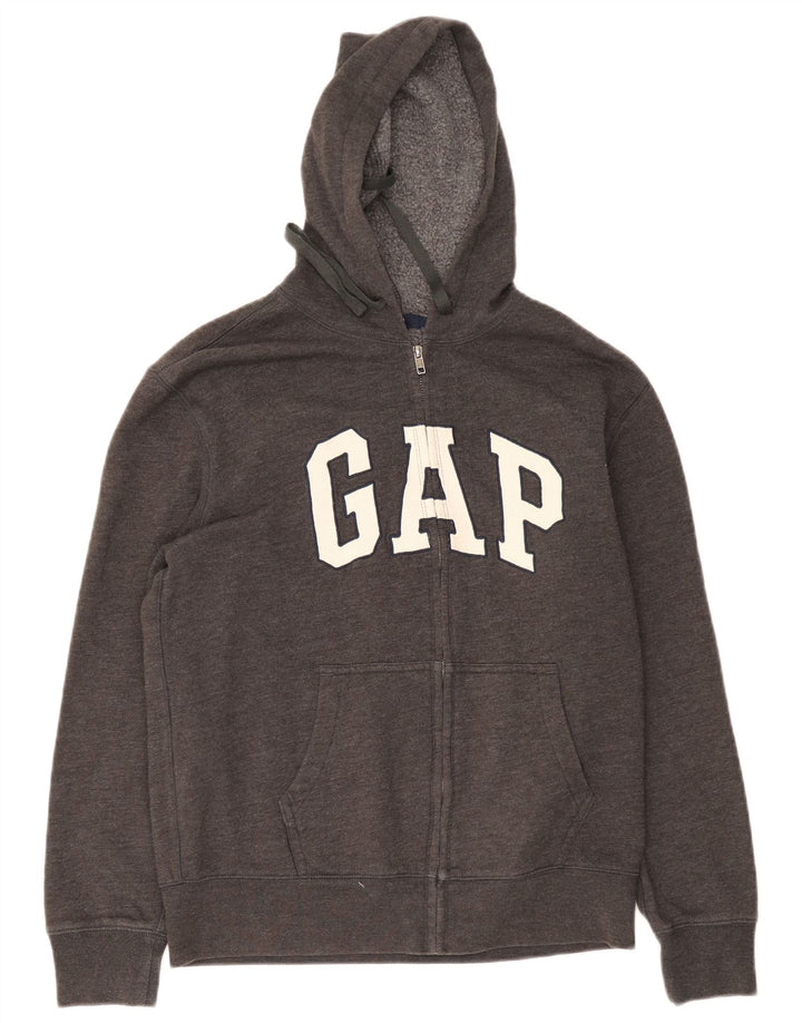 Gap Herren-Kapuzenpullover mit grafischem Reißverschluss, mittelgrau gefleckte Baumwolle
