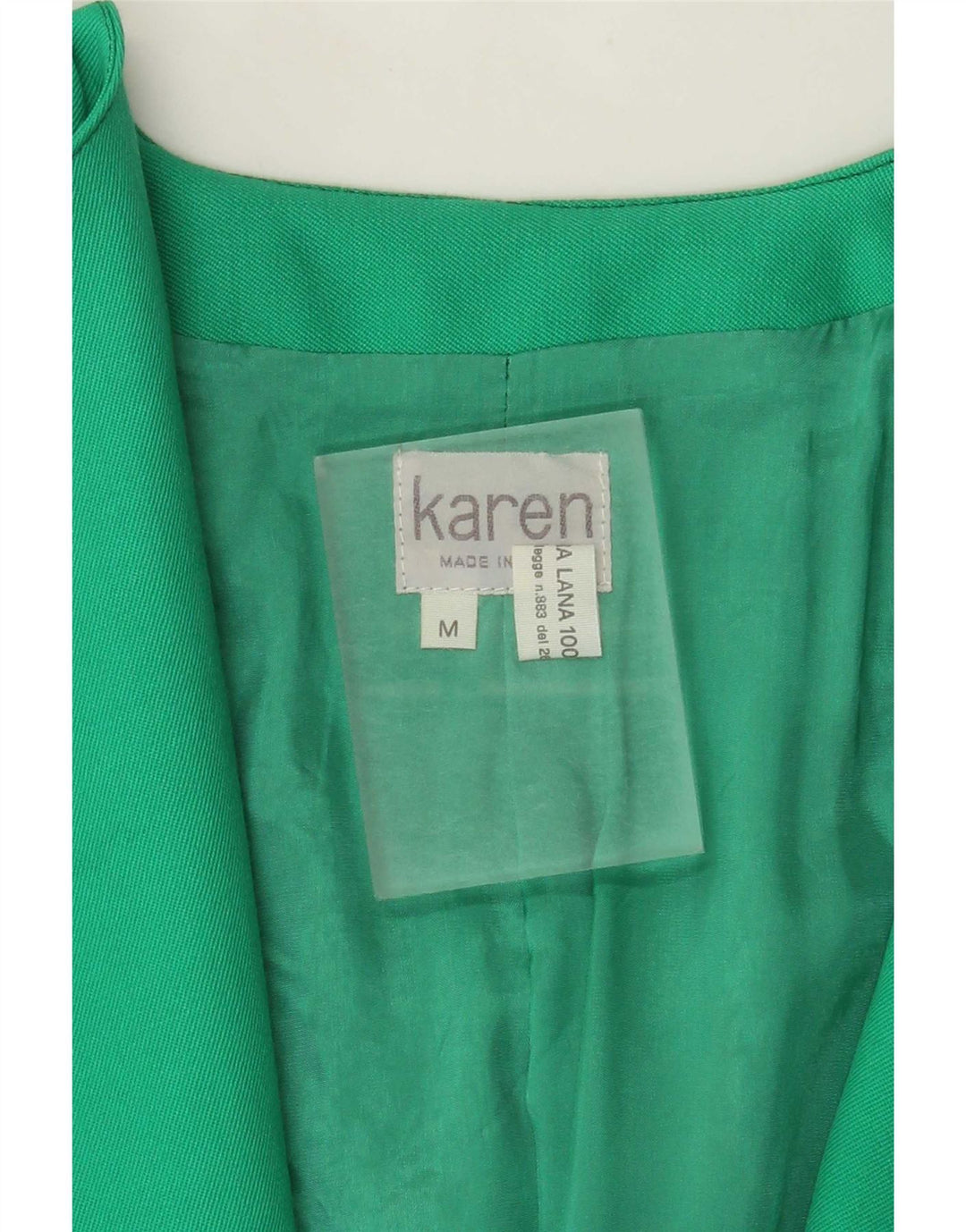 Vintage Damen 3/4 Ärmel Blazer Jacke UK 14 Mittelgrüne Wolle