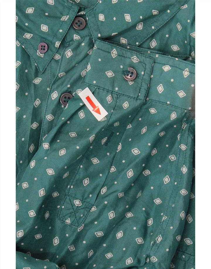 Vintage Herrenhemd 2XL Grün gefleckte Seide