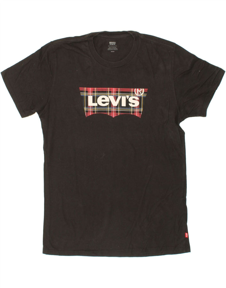 LEVI'S Mens Graphic T-Shirt Top Medium Black Cotton Vintage Levi's and Second-Hand Levi's from Messina Hembry 