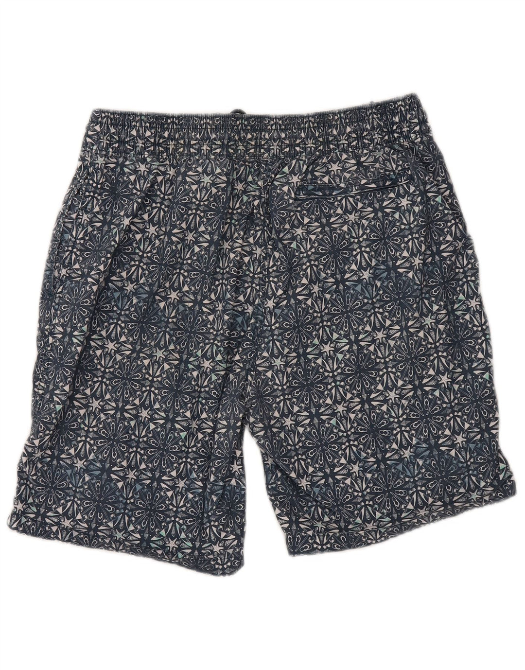 Fat Face Herren-Badeshorts aus mittlerer marineblauer geometrischer Baumwolle