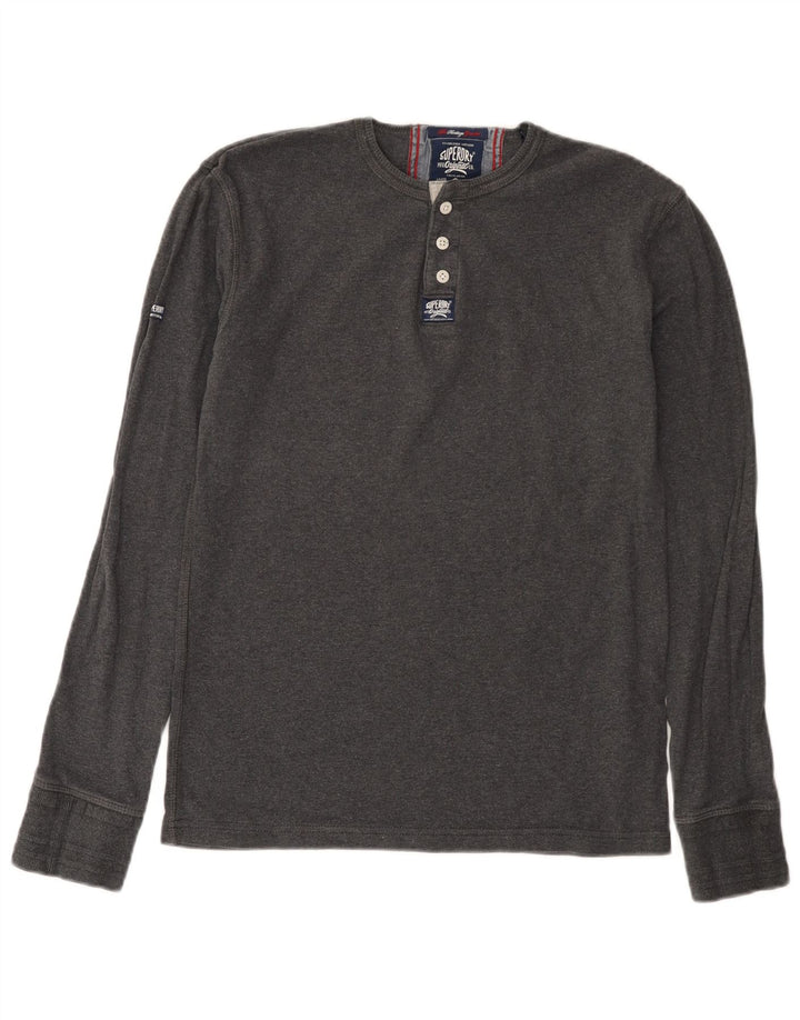 Superdry Herren Heritage Top Langarm mittelgraue Baumwolle