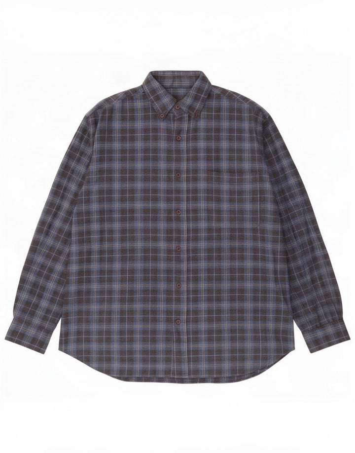 Hawkshead Herren-Flanellhemd, groß, marineblau, kariert, Baumwolle