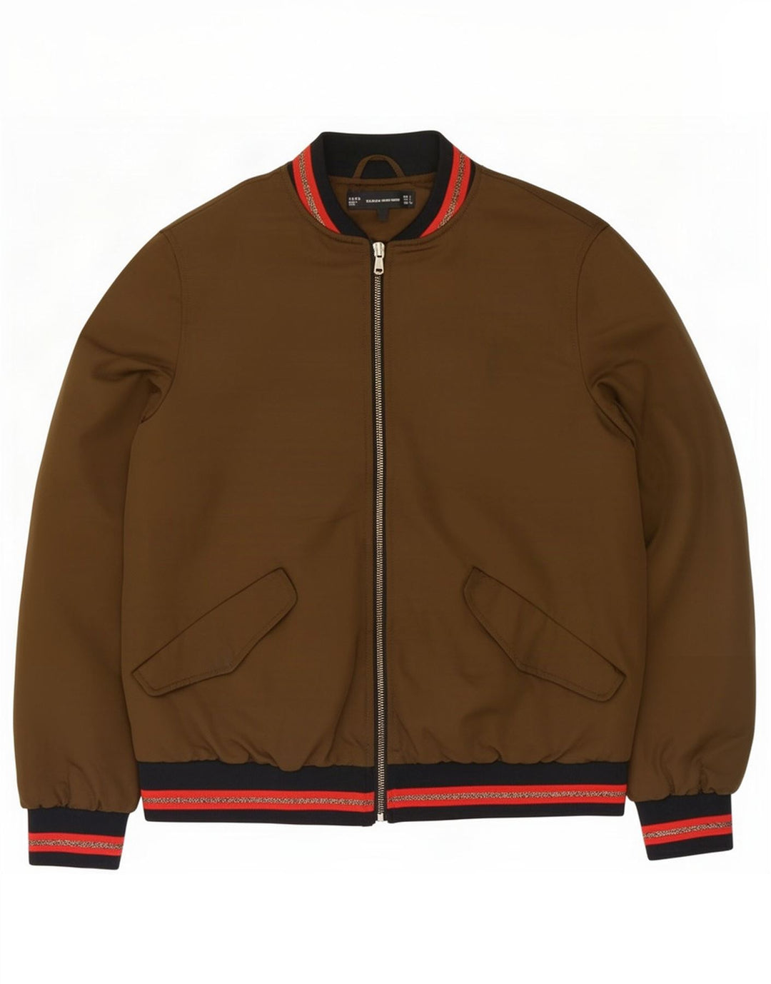 Zara Damen Bomberjacke UK 40 Large Khaki Polyester