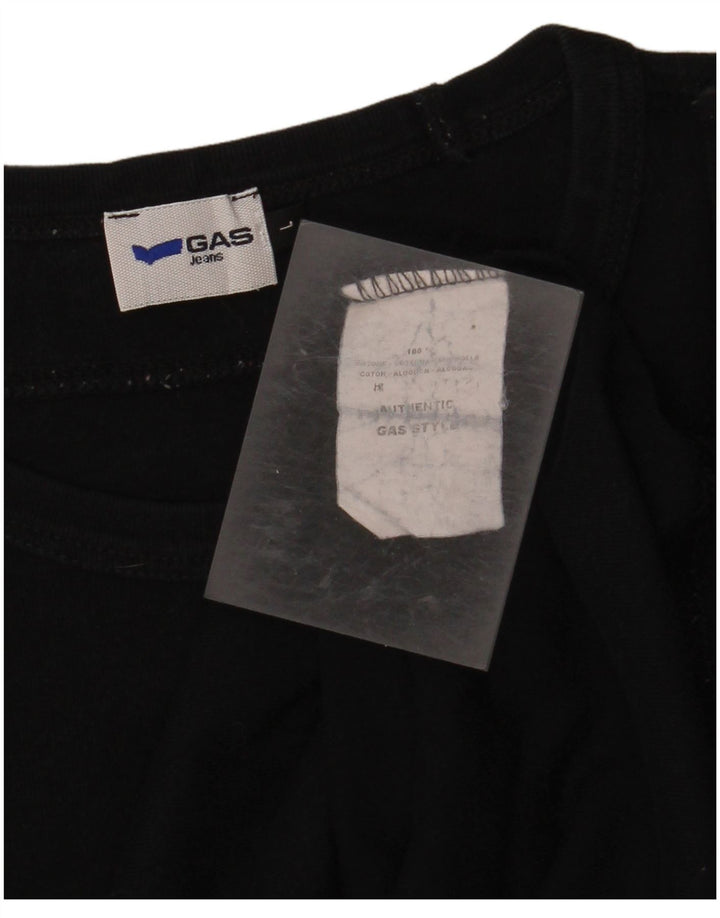 GAS Herren-Top, langärmelig, groß, aus schwarzer Baumwolle
