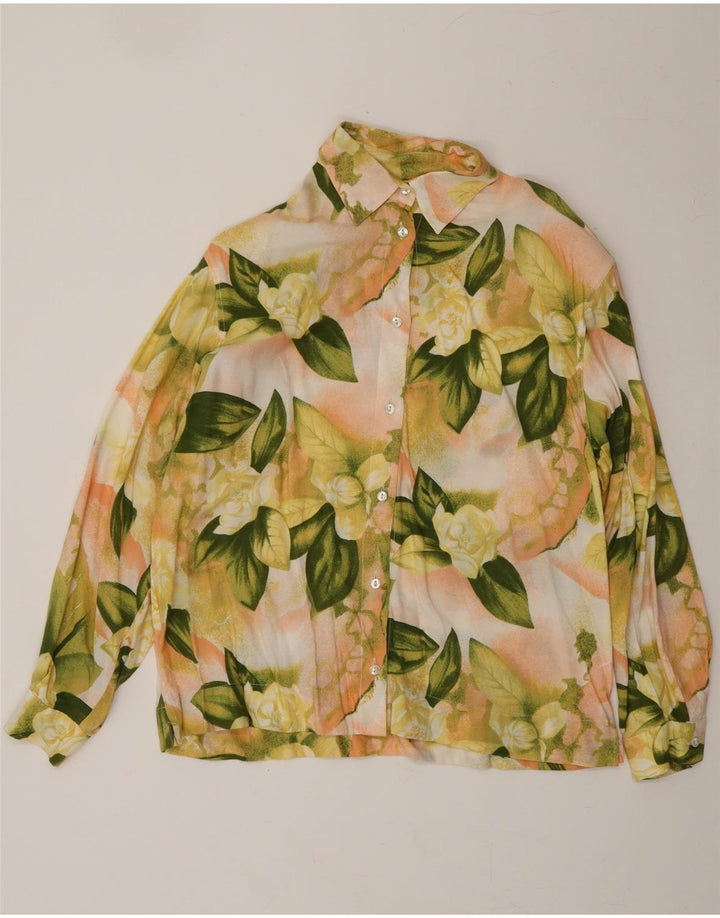 VINTAGE Damen Shirt UK 10 Kleines gelbes Blumenmuster