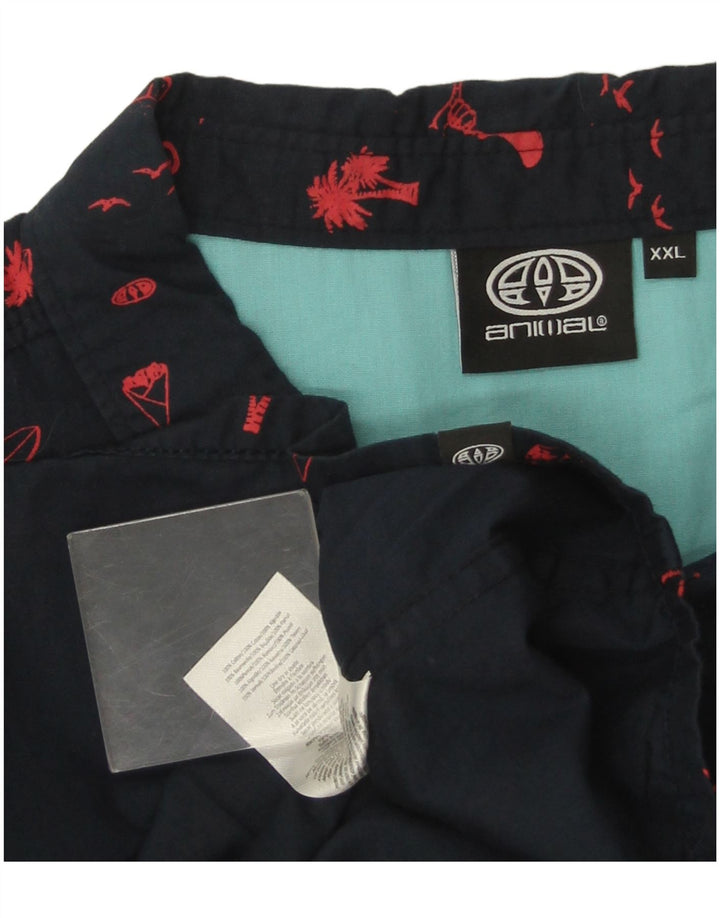 Animal Herren-Kurzarmhemd mit abstraktem Muster, 2XL, Marineblau, Baumwolle