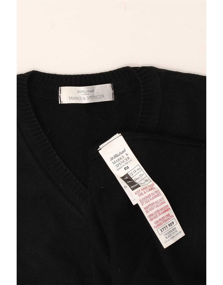 Marks & Spencer Jungen-Pullover mit V-Ausschnitt, 13–14 Jahre, schwarzes Acryl