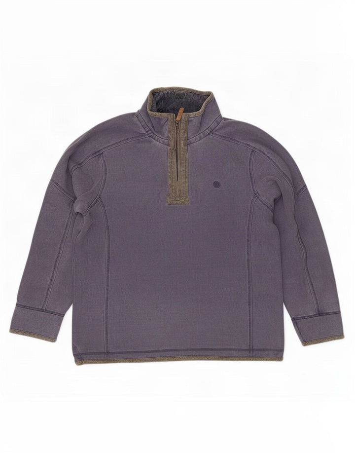 Fat Face Herren-Sweatshirt mit Reißverschluss am Hals, groß, aus blauer Baumwolle