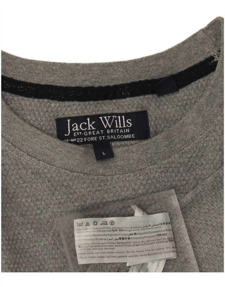 JACK WILLS Herren T-Shirt Top Large Grau Baumwolle