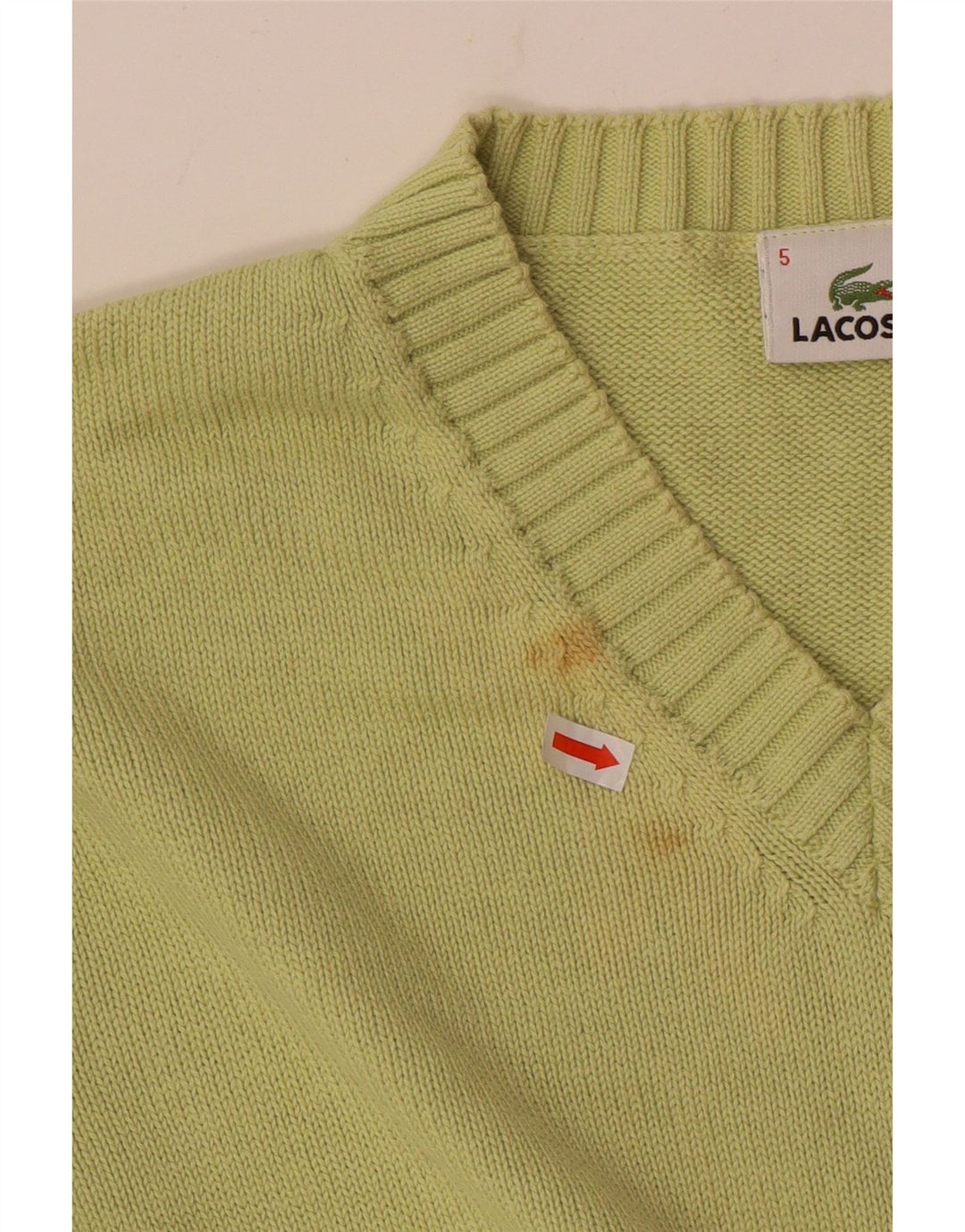 LACOSTE Herren-Pullover mit V-Ausschnitt, Größe 5, große grüne Baumwolle