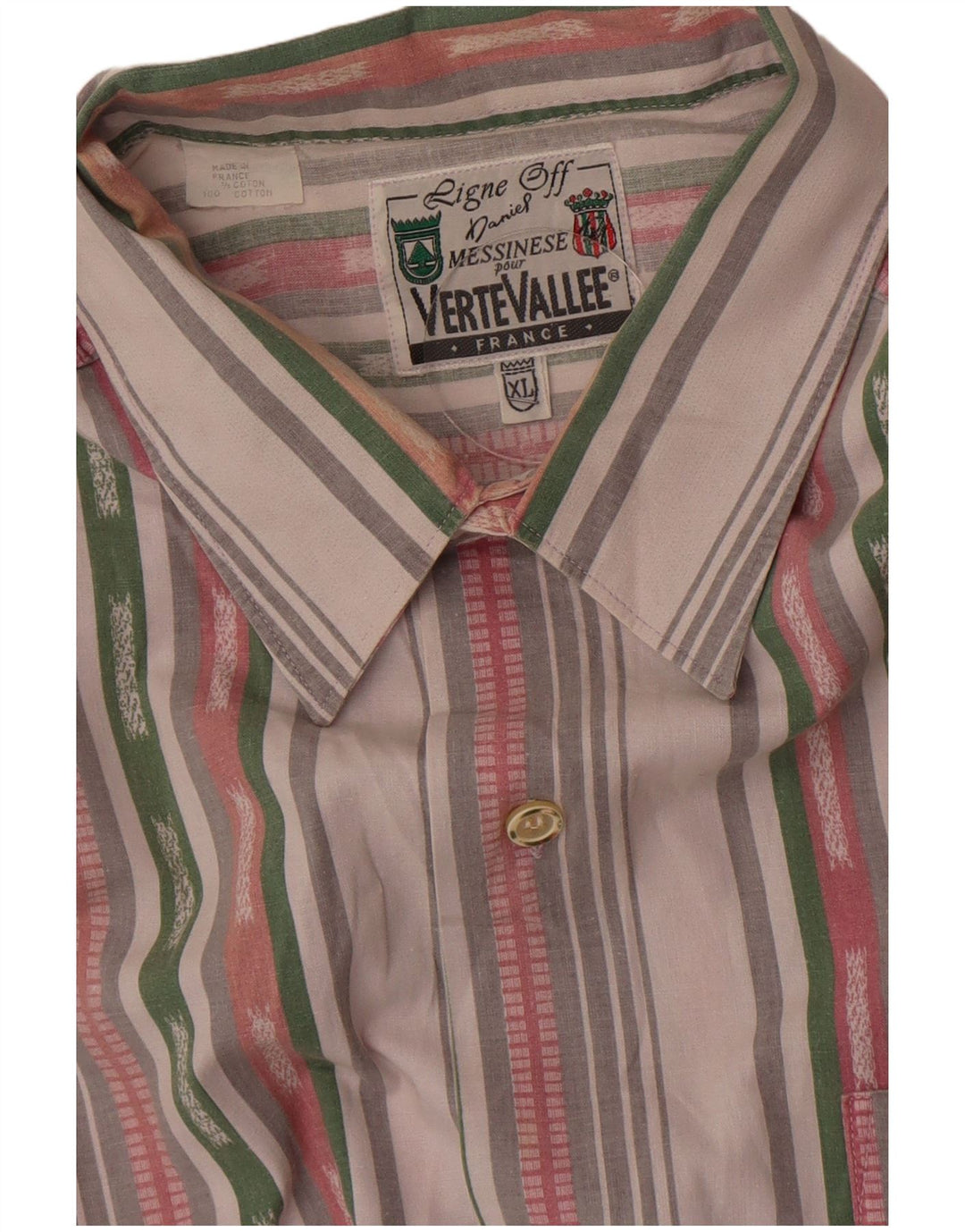 Verte Vallee Herrenhemd XL, mehrfarbig, gestreift, Baumwolle