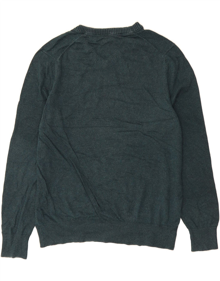 EDDIE BAUER Mens Tall V-Neck Jumper Sweater Large Green Cotton Vintage Eddie Bauer and Second-Hand Eddie Bauer from Messina Hembry 