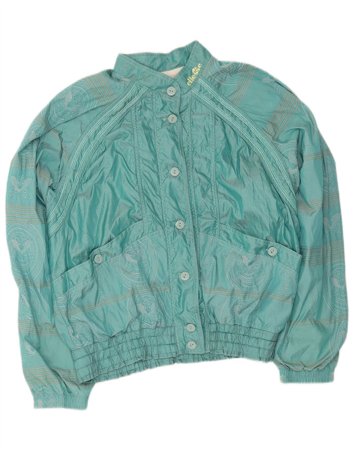 Ellesse Damen-Trainingsanzug-Top-Jacke, IT 44, mittelgrüne Paisley-Baumwolle