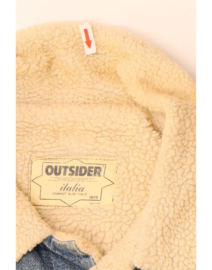Outsider Herren Denim Sherpa Jacke UK 42 XL Blaue Baumwolle