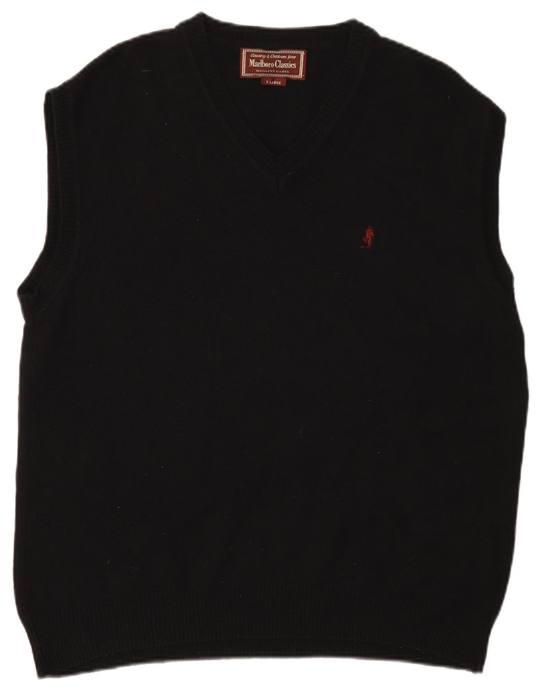 Marlboro Classics Herren-Pullover mit V-Ausschnitt, XL, schwarze Wolle