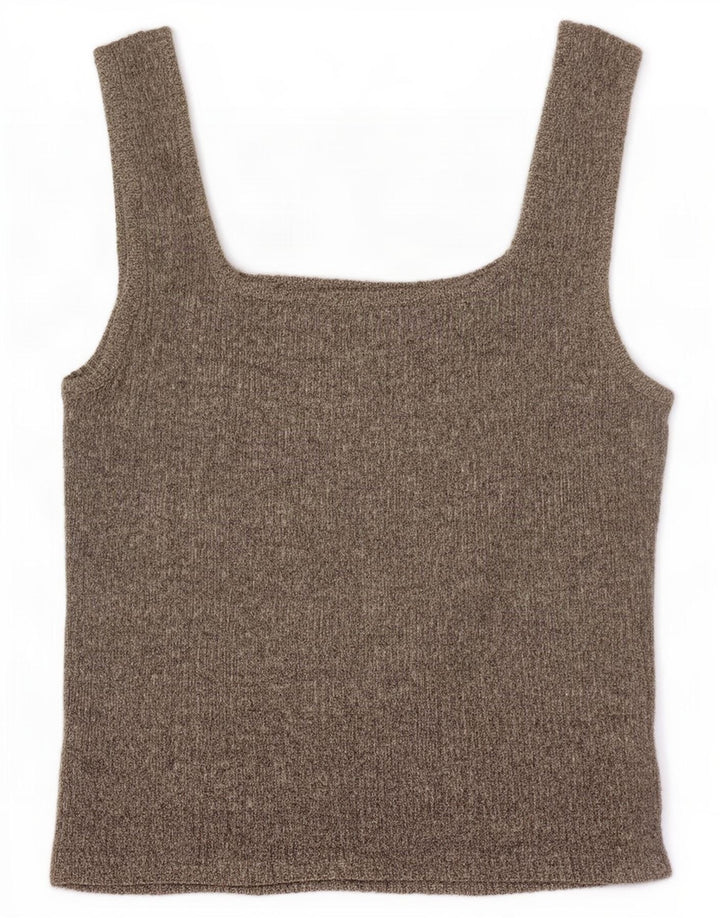 Topshop Damen Crop Knit Cami Top UK 12 Mittelgrau