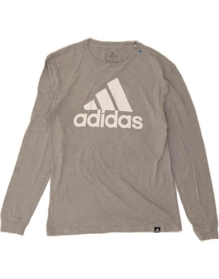 ADIDAS Womens Graphic Top Long Sleeve UK 10 Small Grey Vintage Adidas and Second-Hand Adidas from Messina Hembry 