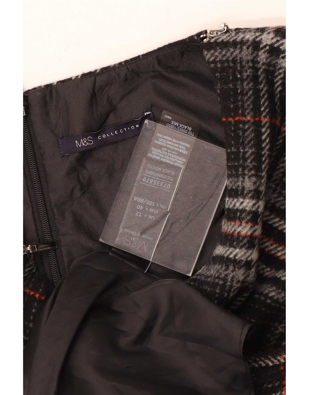 Marks & Spencer Damen Ärmelloses Etuikleid UK 12 Mittelschwarz kariert