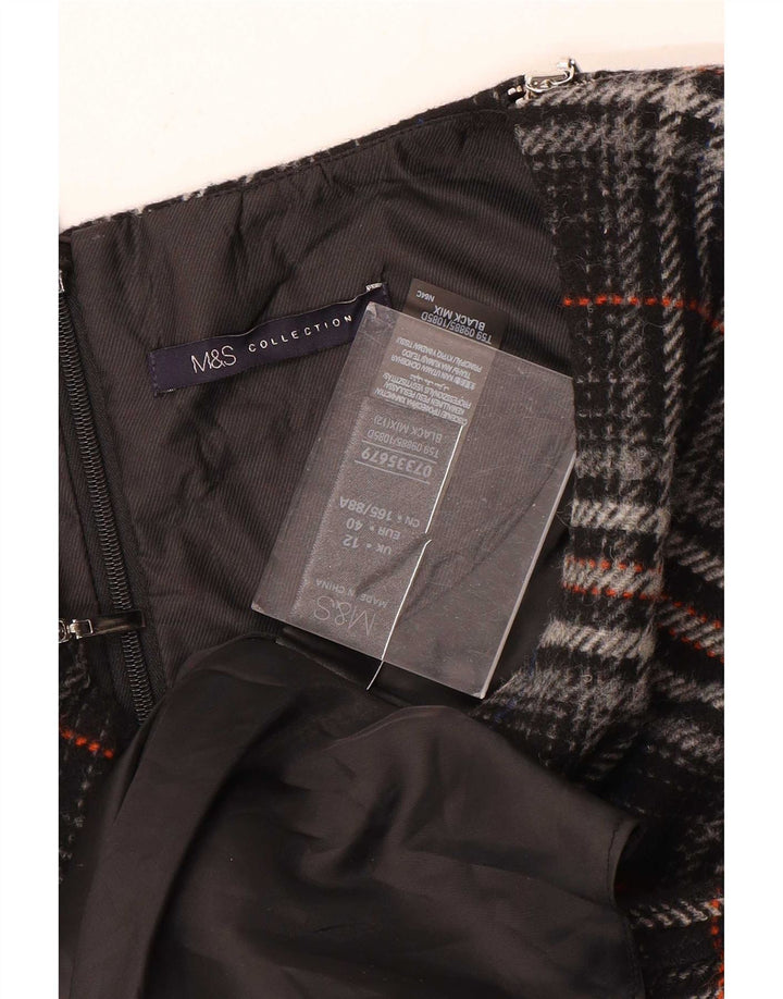Marks & Spencer Damen Ärmelloses Etuikleid UK 12 Mittelschwarz kariert