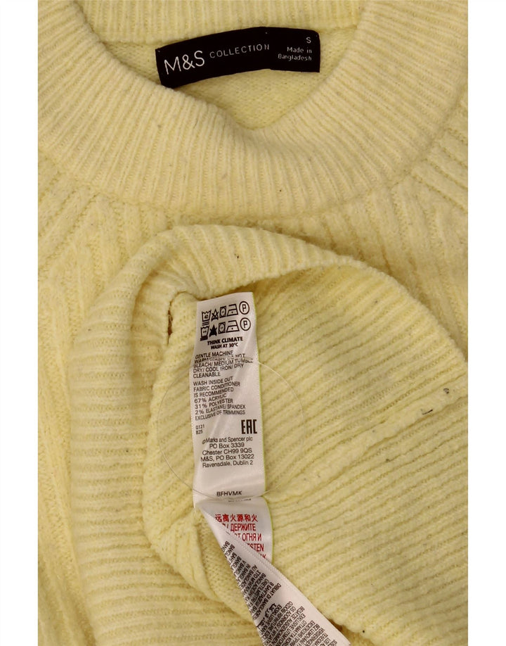 Marks & Spencer Damen Crop Crew Neck Pullover Pullover UK 10 Small Gelb