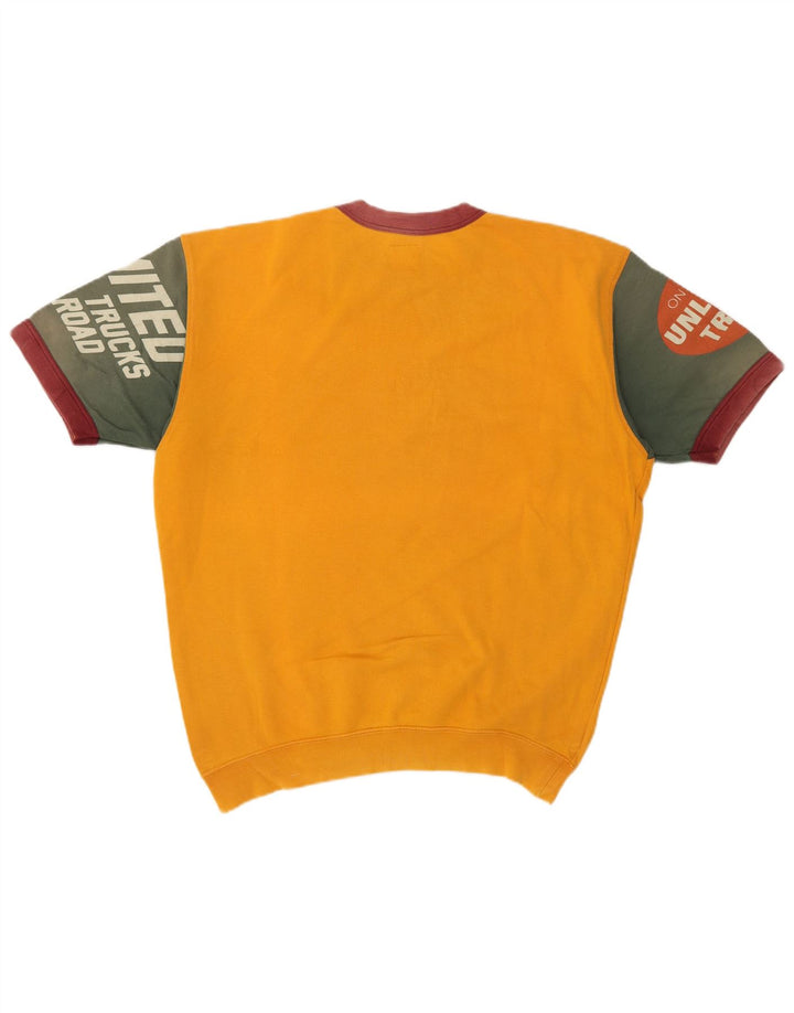 Unlimited Herren-Kurzarm-Sweatshirt-Pullover Mittelgelber Farbblock