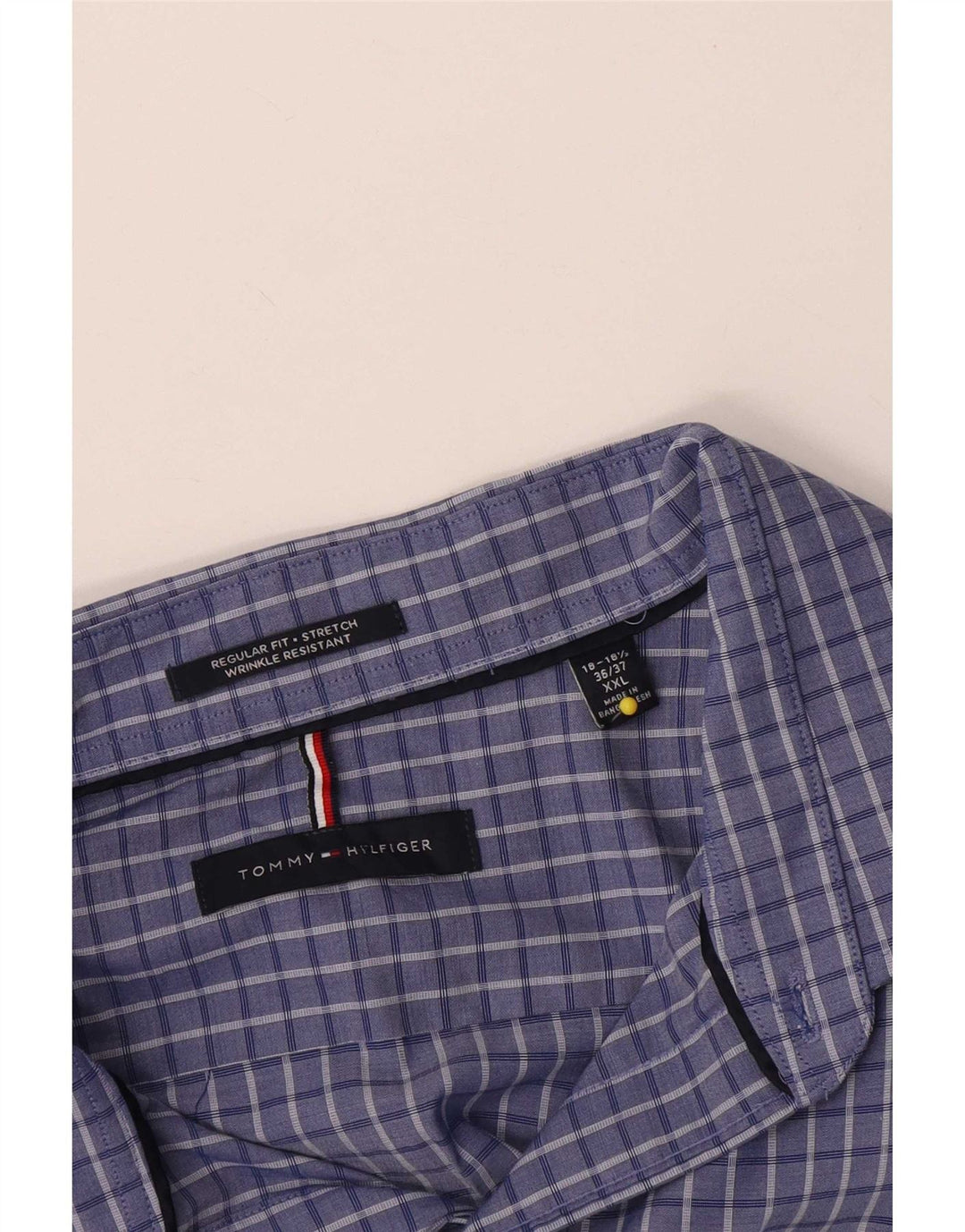 Tommy Hilfiger Herren-Hemd mit normaler Passform, 2XL, blau kariert, Baumwolle