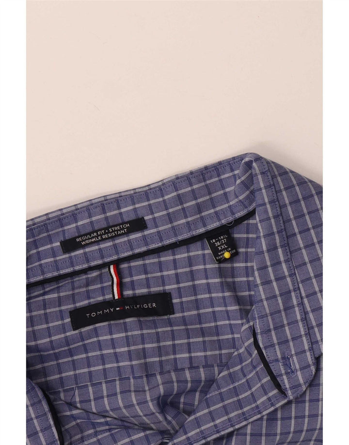 Tommy Hilfiger Herren-Hemd mit normaler Passform, 2XL, blau kariert, Baumwolle