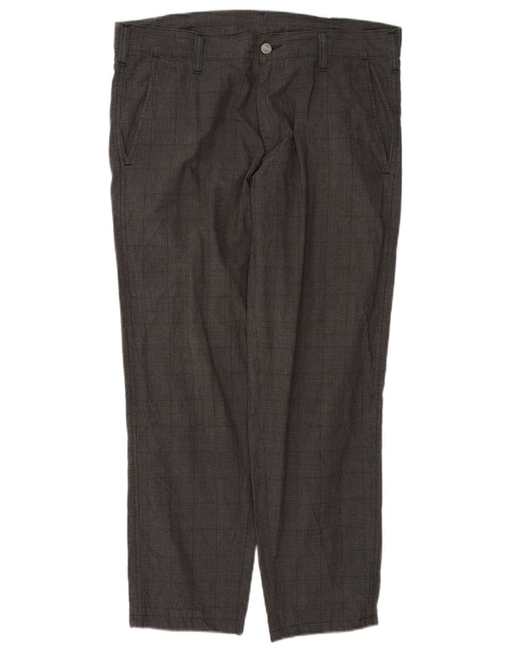 Carhartt Herren gerade Chinohose W33 L27 grau karierte Baumwolle