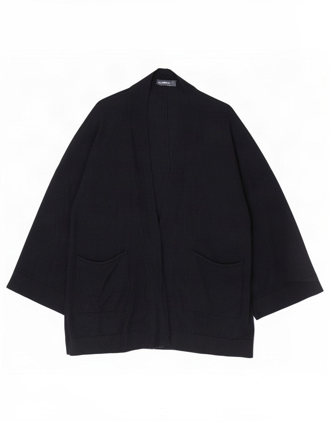 Zara Damen-Strickjacke, übergroß, lang geschnitten, offen, Gr. 10, Marineblau