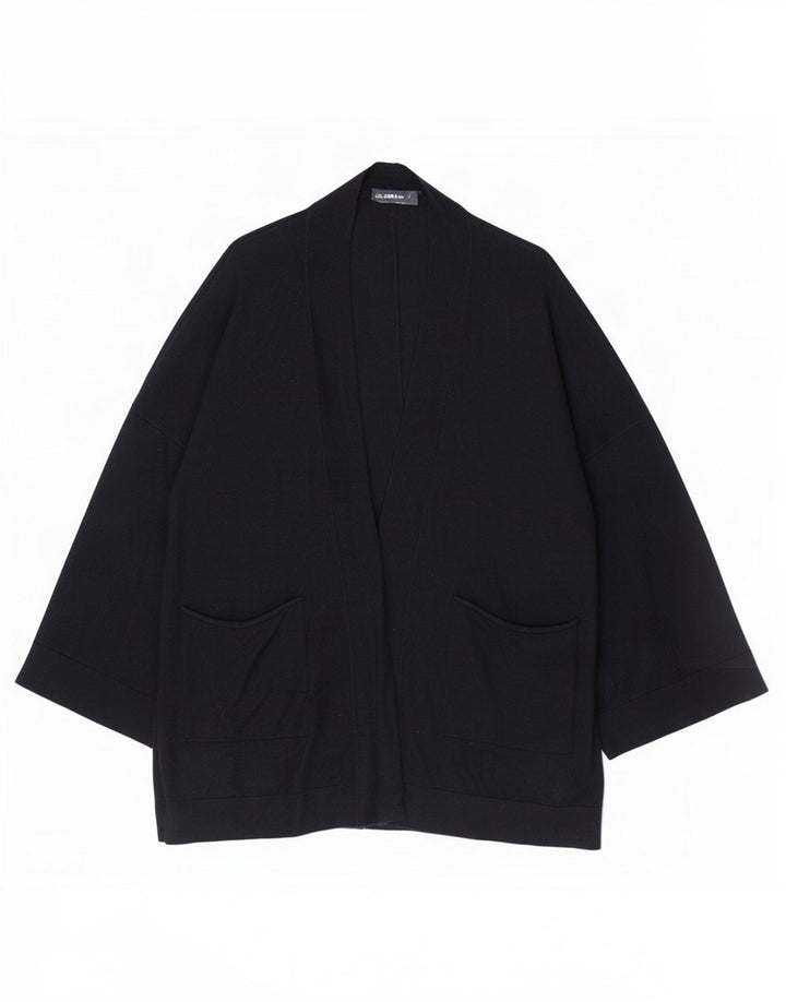 Zara Damen-Strickjacke, übergroß, lang geschnitten, offen, Gr. 10, Marineblau