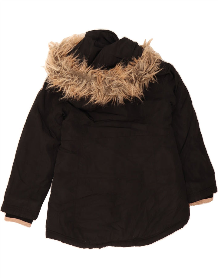 MICHAEL KORS Girls Hooded Parka Jacket 7-8 Years Black Polyester Vintage Michael Kors and Second-Hand Michael Kors from Messina Hembry 