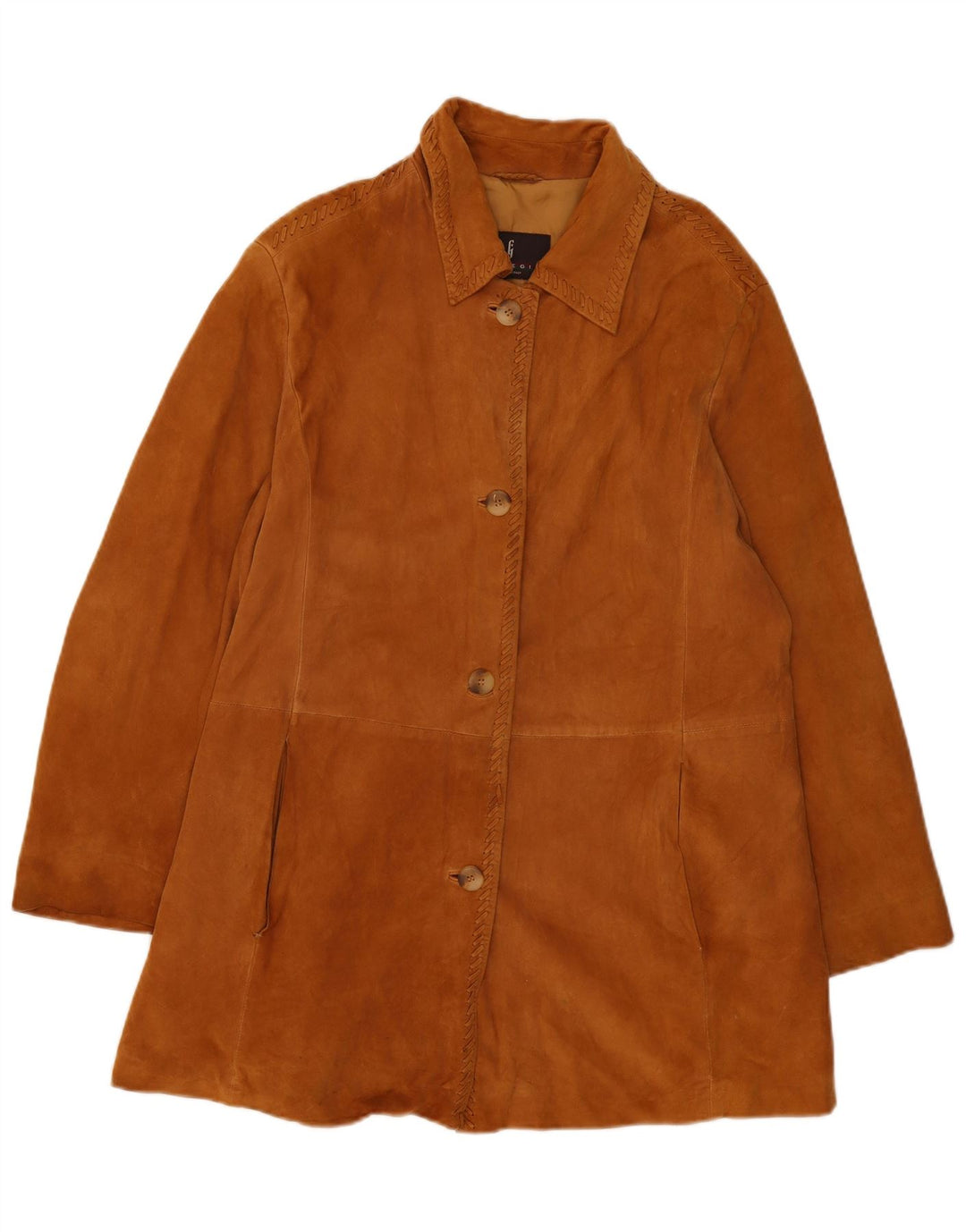 Effegi Damen Wildlederjacke IT 47 Großes braunes Leder