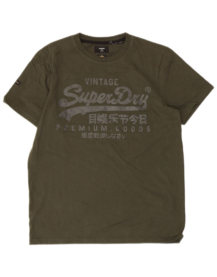 SUPERDRY Herren Motorrad-Grafik-T-Shirt-Oberteil Mittel Khaki