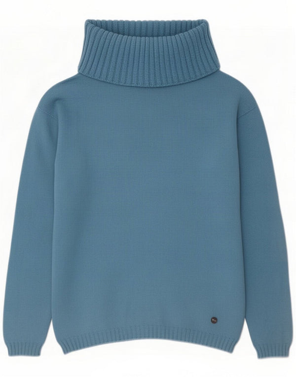Guess Womens Roll Neck Jumper Sweater Size 3 Small Blue Wool