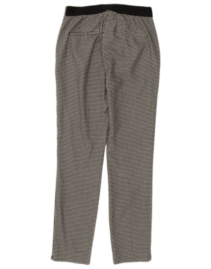 Zara Slim Chino-Hose für Damen, Größe S, W26, L27, schwarzes Hahnentritt-Polyester