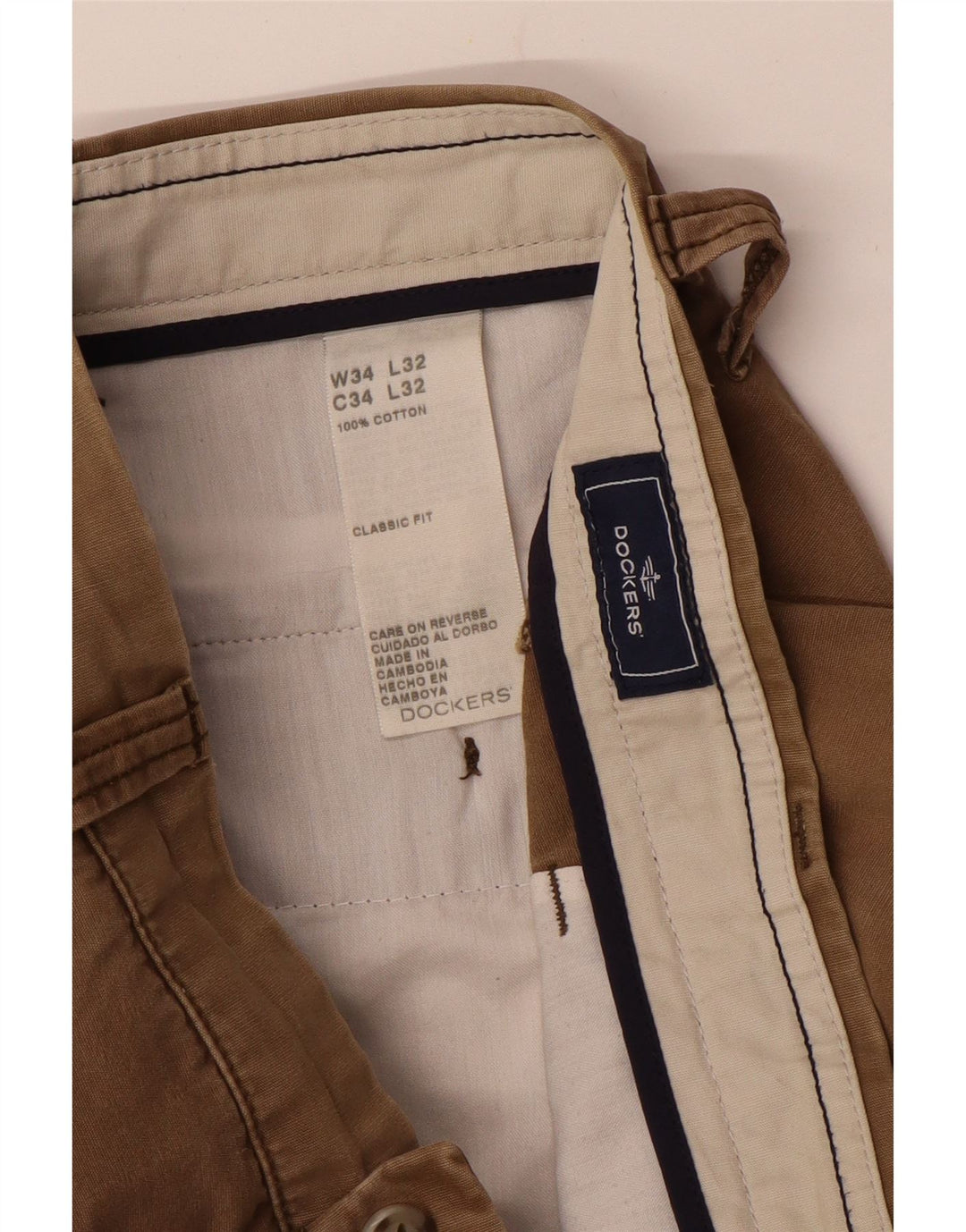 DOCKERS Herren-Chinohose mit klassischer Passform, gerade Passform, W34, L32, Beige, Baumwolle